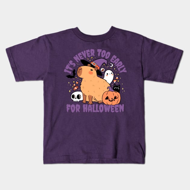 It is never too early for halloween Cute capybara ready for halloween Kids T-Shirt by Yarafantasyart